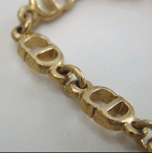Authentic Vintage Christian Dior Gold Plated CD Logo Bracelet-Original